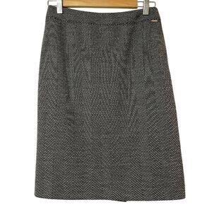 Dkny Black White Zigzag Pencil Skirt Womens 0 Dark Academia Classic Preppy